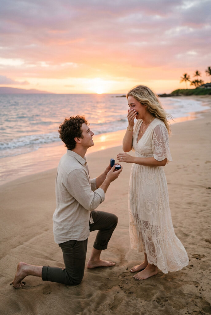 Hochzeitsantrag am Strand